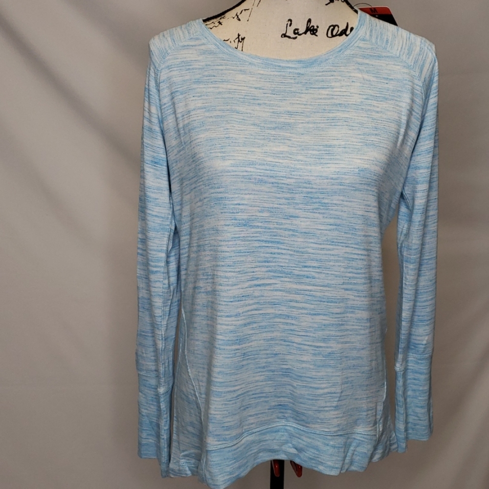 Champion High Low Long Sleeve Blue Tee Size Medium